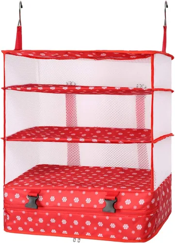 Vista 29 de TABITORA - Estantería portátil y plegable de gran capacidad con ganchos para colgar, ideal como almacenamiento para viajes