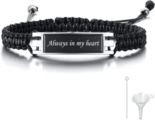 Vista 10 de MPRAINBOW Pulsera Ajustable de Urna Memorial de Cremación, Pulsera de Urna Trenzada de Cremación de Acero Inoxidable Artificial, Pulsera de Urna