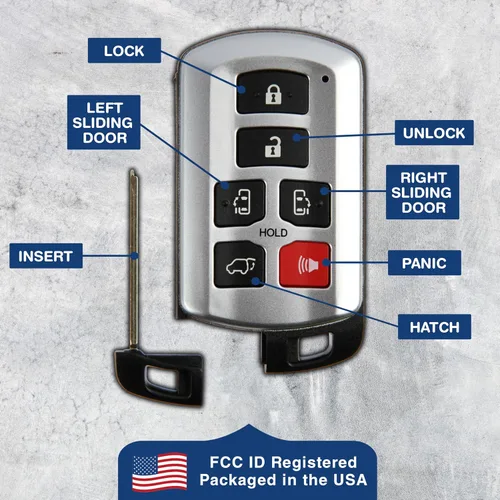 Vista 6 de KeylessOption Llavero de Repuesto para Entrada sin Llave para Toyota Sienna 2011 2012 2013 2014 2015 2016 2017 2018 2019 2020, Control Remoto de 6