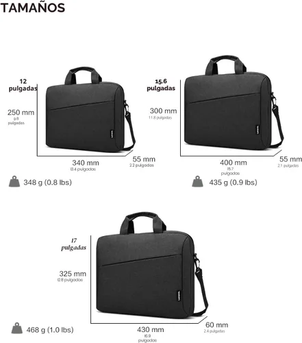 Vista 9 de Lenovo Bolsa para portátil T210, bolsa de hombro tipo mensajero para portátil o tableta, tela elegante, duradera y repelente al agua
