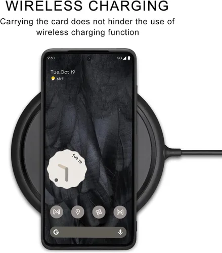 Vista 6 de Funda diseñada para Google Pixel 8 Pro, funda delgada de piel sintética con soporte para ranura para tarjetas, función atril, a prueba de golpes
