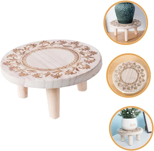 Vista 8 de OSALADI Pequeño soporte de madera para plantas suculentas de interior, pedestal de madera, taburete de madera pequeño, soporte para macetas, soporte