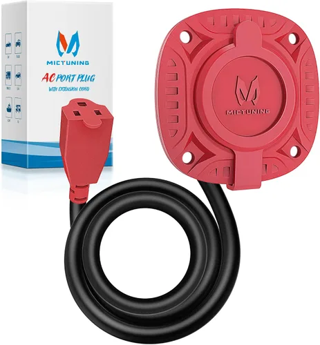 Vista 9 de MICTUNING Enchufe de puerto de CA de 13Amp 125V con cable de extensión integrado de 16 pulgadas y tapa resistente al agua, color negro