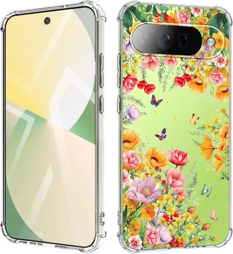 Vista 15 de Funda para Google Pixel 9A 5G, diseño de flores, delgada, anticaídas, a prueba de golpes, suave, a prueba de golpes, transparente, funda protectora