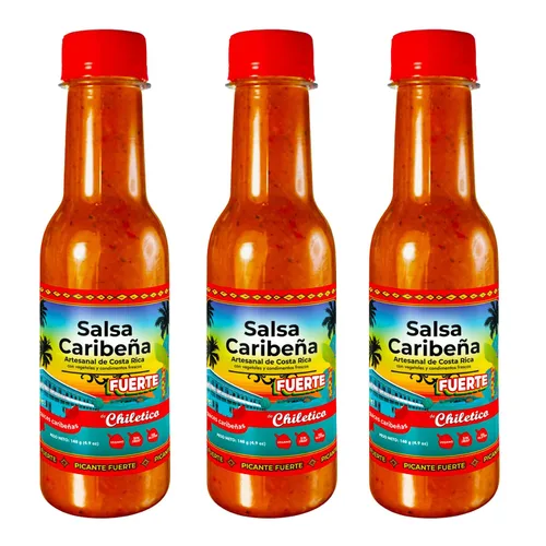 Vista 12 de Chiletico Salsa picante mediana caribeña – Paquete de 3 auténticas salsa picante costarricense – Calor equilibrado con verduras frescas y especias