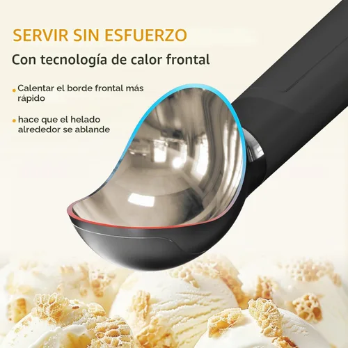 Vista 2 de Cuchara para Helado con Calefacción, Cuchara Eléctrica para Helado Duro, Cuchara de Auto-Calentamiento Máximo a 158℉, Batería Recargable, Metal a