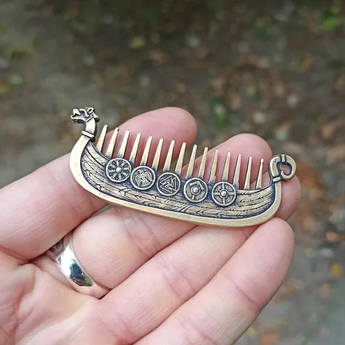 Vista 7 de Peine de metal para barba Viking Drakkar Custom bigote cuidado y belleza