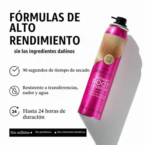 Vista 4 de EVERPRO Gray Away Spray Instantáneo para Cubrir Raíces 2.5oz - Medio/Rubio Claro Medium/rubio claro
