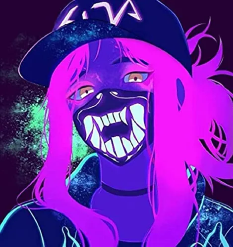 Vista 3 de damdos Máscara de Halloween para KDA Akali Fox Cosplay Assassin Cosplay S8 Máscara de regalo