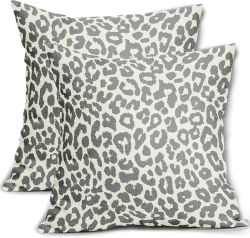 Vista 45 de Juego de 2 fundas de almohada con estampado de leopardo negro de 16 x 16 pulgadas, diseño de animal de guepardo, chinoiserie, fundas de almohada