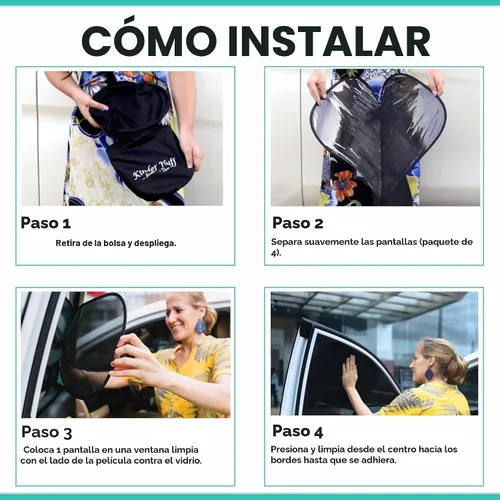 Vista 6 de kinder Fluff Sombras para Ventanas de Coche (4Pack) - La Única Sombra Solar Certificada para Ventanas de Coche para Bebés, Comprobada para Bloquear
