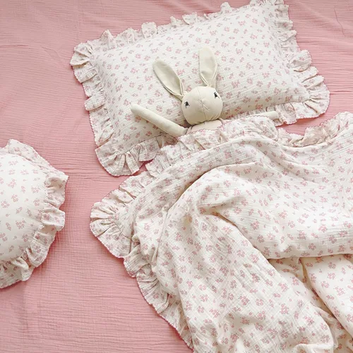 Vista 10 de BuLuTu Funda de almohada de muselina de algodón para niños pequeños con bonito patrón de flores de azalea, súper suave, funda de almohada para cuna