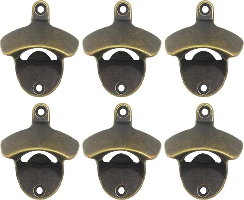 Vista 17 de Abridor de botellas montado en la pared para tapa de cerveza de bronce antiguo (paquete de 3)