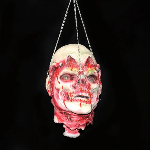 Vista 8 de Decoraciones colgantes de cabeza dividida para Halloween, cuerpo sangriento aterrador, cuerpo sangriento, tamaño real, real, accesorios de colgante