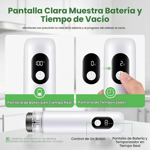 Vista 5 de Sellador al vacío compacto para alimentos - De mano, USB-C, 30 bolsas
