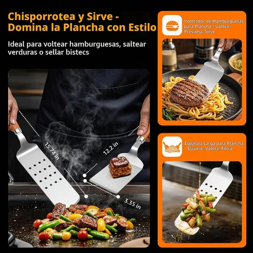 Vista 5 de Juego de accesorios para parrilla de 16 pulgadas, herramientas de accesorios para barbacoa de acero inoxidable resistente y accesorios para parrilla