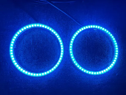 Vista 6 de SDO TECH - 2 anillos de halo de ojos de ángel para coche, 3.937 in, luz de circulación diurna, SMD3838, chips multicolores, anillo circular