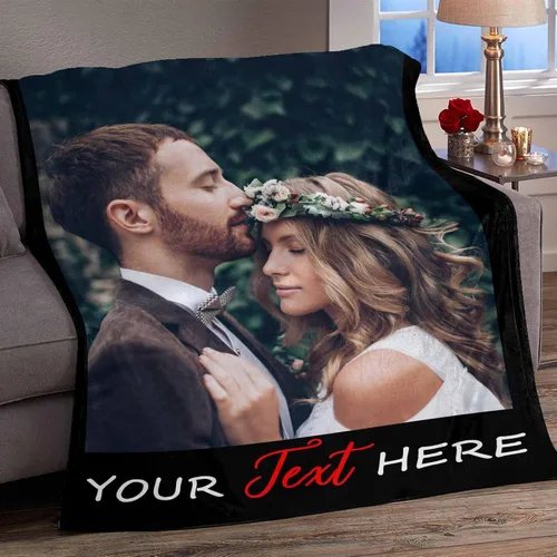 Vista 2 de YESCUSTOM Manta de fotos personalizada con tus fotos y textos, fabricada en Estados Unidos, regalo para esposas amigas para vacaciones, cumpleaños