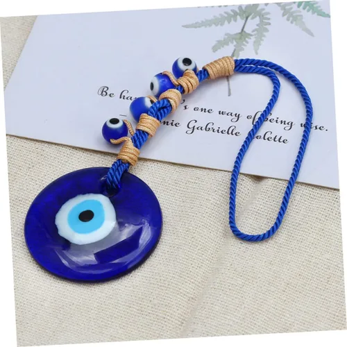 Vista 4 de 2pcs Devil's Eye Pendant Blue Beads Lucky Key Chain Evil Eye Key Holer House Decorations for Home Turkish Amulet Rear View Mirror Hanging Blue