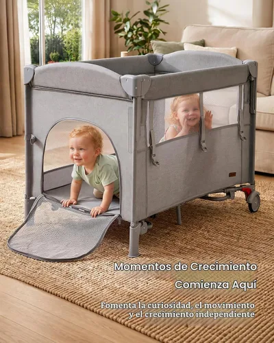 Vista 7 de HARPPA 6 en 1 Pack and Play con moisés de noche, corral plegable Gris