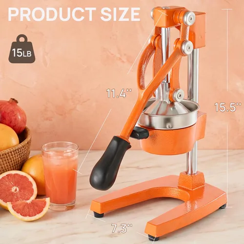 Vista 7 de Exprimidor de cítricos de hierro fundido de cocina, exprimidor manual de naranja, exprimidor de encimera resistente para limón, naranja, fácil