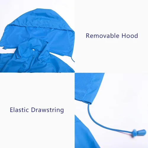 Vista 3 de MYJAJAYI Chaqueta cortavientos ligera para hombre, impermeable, con capucha, con cierre de cremallera
