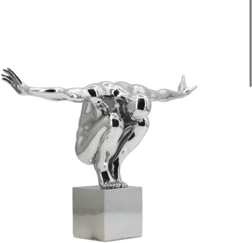Vista 3 de Escultura decorativa Estatuilla de poliresina Hombre... Escultura moderna decorativa para el hogar con la figura de un hombre (rojo)