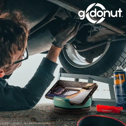 Vista 4 de GoDonut Soporte giratorio para teléfono 360 grados - Soporte para teléfono celular + organizador de escritorio para iPad - Compatible con tableta