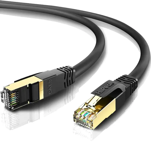 Vista 12 de HiiPeak Cable Ethernet Cat8 de 1 pie, para interiores y exteriores, alta velocidad, 26 AWG Cat8, cable LAN de red Cat8 de 2000 Mhz, 40 Gbps con Negro