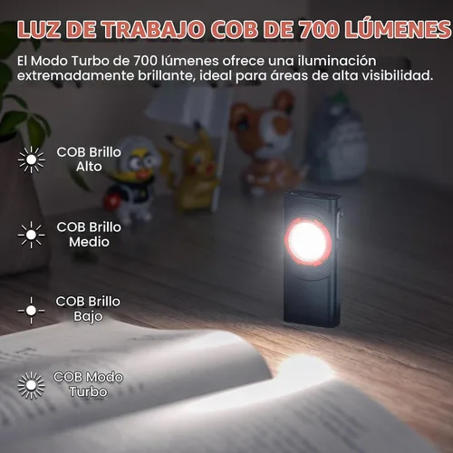 Vista 3 de Hopedone - Linterna plana de bolsillo EDC de 700 lúmenes, soportes magnéticos duales, 1 paquete