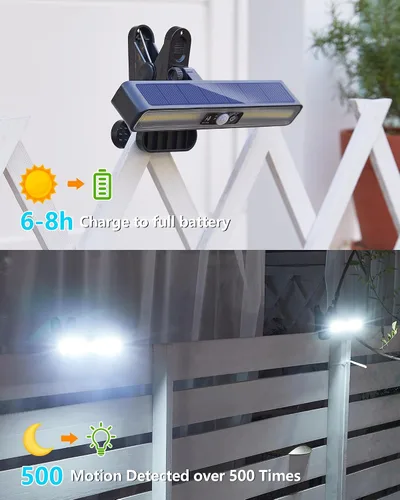 Vista 2 de MDC010402 - Luces solares impermeables para exteriores, 36 LED grandes, sensor de movimiento, 2 formas de montaje para valla, paraguas, pared