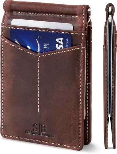 Vista 19 de SERMAN BRANDS RFID Blocking Wallet Slim Bifold - Genuine Leather Minimalist Front Pocket Wallets for Men with Money Clip Gift