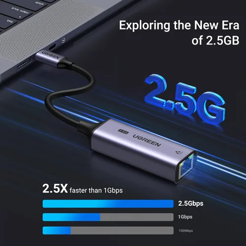 Vista 2 de UGREEN Adaptador USB C a Ethernet 2.5G, adaptador Ethernet para laptop, aluminio, tipo C (compatible con Thunderbolt 4/3) a red RJ45 de Internet