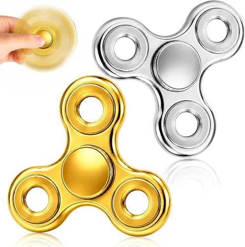 Vista 8 de Fidget Spinners 2 unidades, juguete de metal para aliviar el estrés, giro silencioso de alta velocidad, reducción de enfoque y ansiedad, juguetes