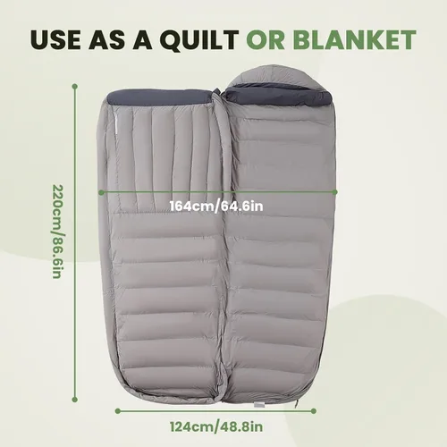 Vista 5 de Mummy Down Sleeping Bag for Adults; 0℉ 15℉ 650 Fill Power Sleeping Bag for Hiking Camping and Backpacking;4 Season;Lightweight Gris