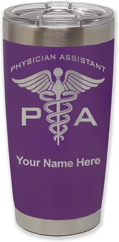 Vista 38 de LaserGram Vaso aislado al vacío de 20 onzas, asistente médico PA, grabado personalizado incluido (negro)