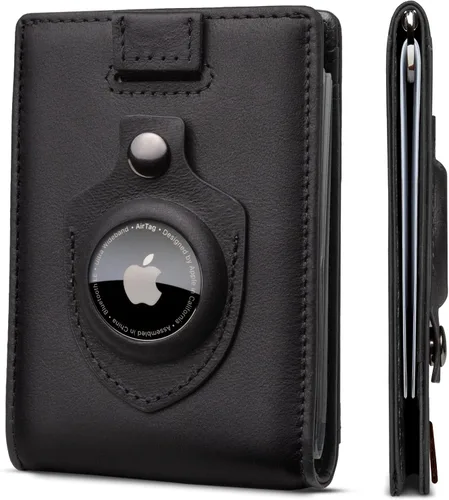 Vista 20 de SERMAN BRANDS RFID Blocking Slim Bifold Genuine Leather Minimalist Front Pocket Wallets for Men with Money Clip Thin Mens