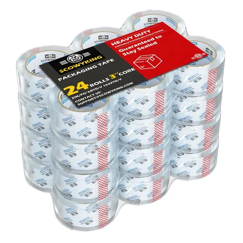 Vista 14 de 2 rollos de cinta de embalaje transparente, 4,7 cm x 62 m, 0,07 mm de grosor - Cinta de envío resistente para mudanzas, sellado de cajas, embalaje