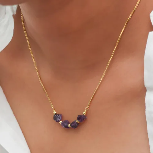 Vista 12 de Gempires Natural Raw Bar Crystals Pendant Necklace Handmade Jewelry 22 inch Adjustable Chain