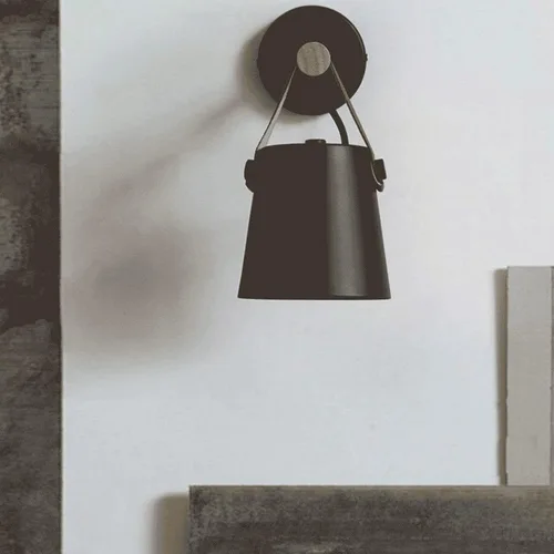 Vista 5 de Aplique de pared moderno de granja, lámpara de pared retro industrial negra, lámpara de pared para dormitorio, mesita de noche, lectura, montaje