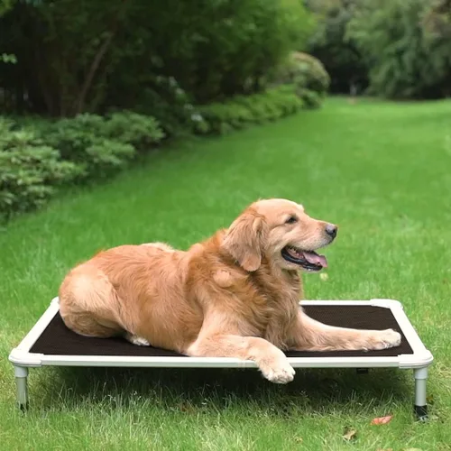 Vista 37 de Veehoo Cama elevada para perros a prueba de mordidas - Cuna elevada refrescante para mascotas - Marco de aluminio plateado y tela de malla