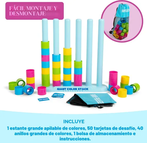 Vista 6 de Giant Color Stack Challenge de Relatable - Ganador del Premio Nappa 2025, juego de apilamiento de estrategia con 50 rompecabezas, actividad de patio