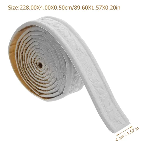 Vista 4 de 2 rollos de papel tapiz autoadhesivo con borde autoadhesivo de espuma blanca, líneas de pared decorativas adhesivas, borde de molduras para zócalos