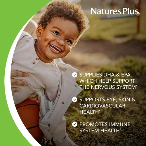 Vista 4 de NaturesPlus Animal Parade Omega 3/6/9 Junior, sabor a limón, 90 cápsulas blandas, promueve la salud inmunológica, de la piel, los ojos y el sistema