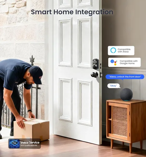 Vista 6 de Veise VE012W-K - Cerradura inteligente de huellas dactilares WiFi integrada con 2 perillas, no necesita concentrador, control remoto por aplicación