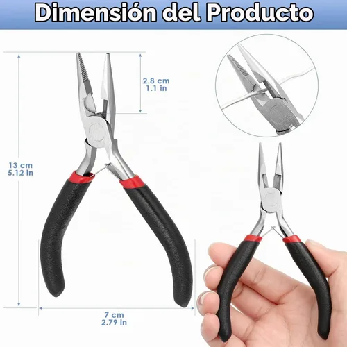 Vista 3 de Billbotk Alicates de Punta de Aguja para Hacer Joyería, Alicates de Punta Larga para Artesanía, Alicates de Punta de Aguja para Hacer Joyería