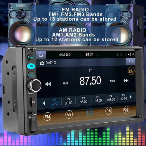 Vista 6 de Estéreo de coche de 7" con pantalla táctil de doble DIN con Apple CarPlay, estéreo de coche Bluetooth de 7" con cámara de respaldo, controles