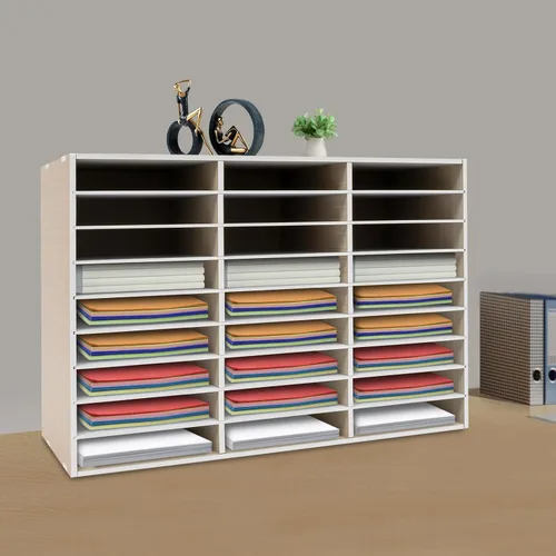 Vista 5 de 27 Compartments Mail Sorter Holder, Adjustable File Sorter PVC Countertop Literature Organizer Student Mailbox for Classroom Desktop Bill Paper