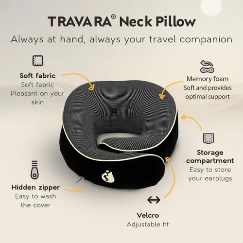 Vista 2 de Almohada cervical Airplane - Almohada de viaje - Espuma viscoelástica cómoda y ergonómica - Almohada de avión con soporte de cabeza y cuello de 360°