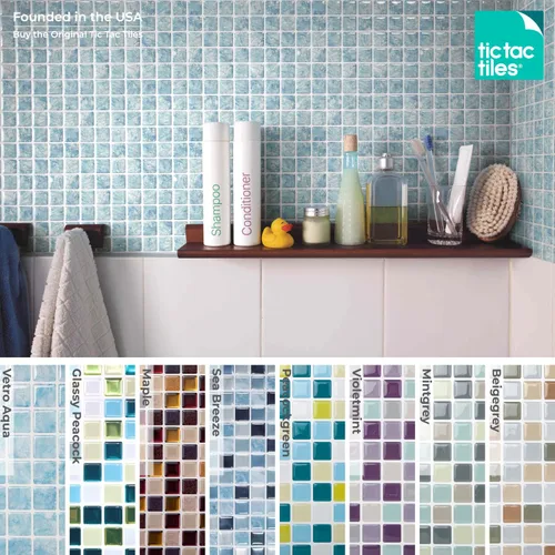 Vista 4 de Azulejos Tic Tac, adhesivos antihongos en Vetro Aqua.